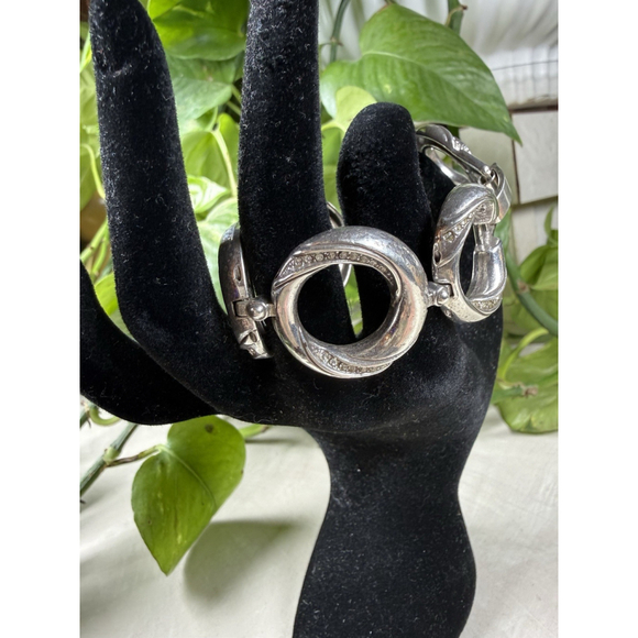 Brighton AUSTYN Silver Open Circle Crystal Link Bracelet Extender Link Needs TLC - Picture 5 of 6